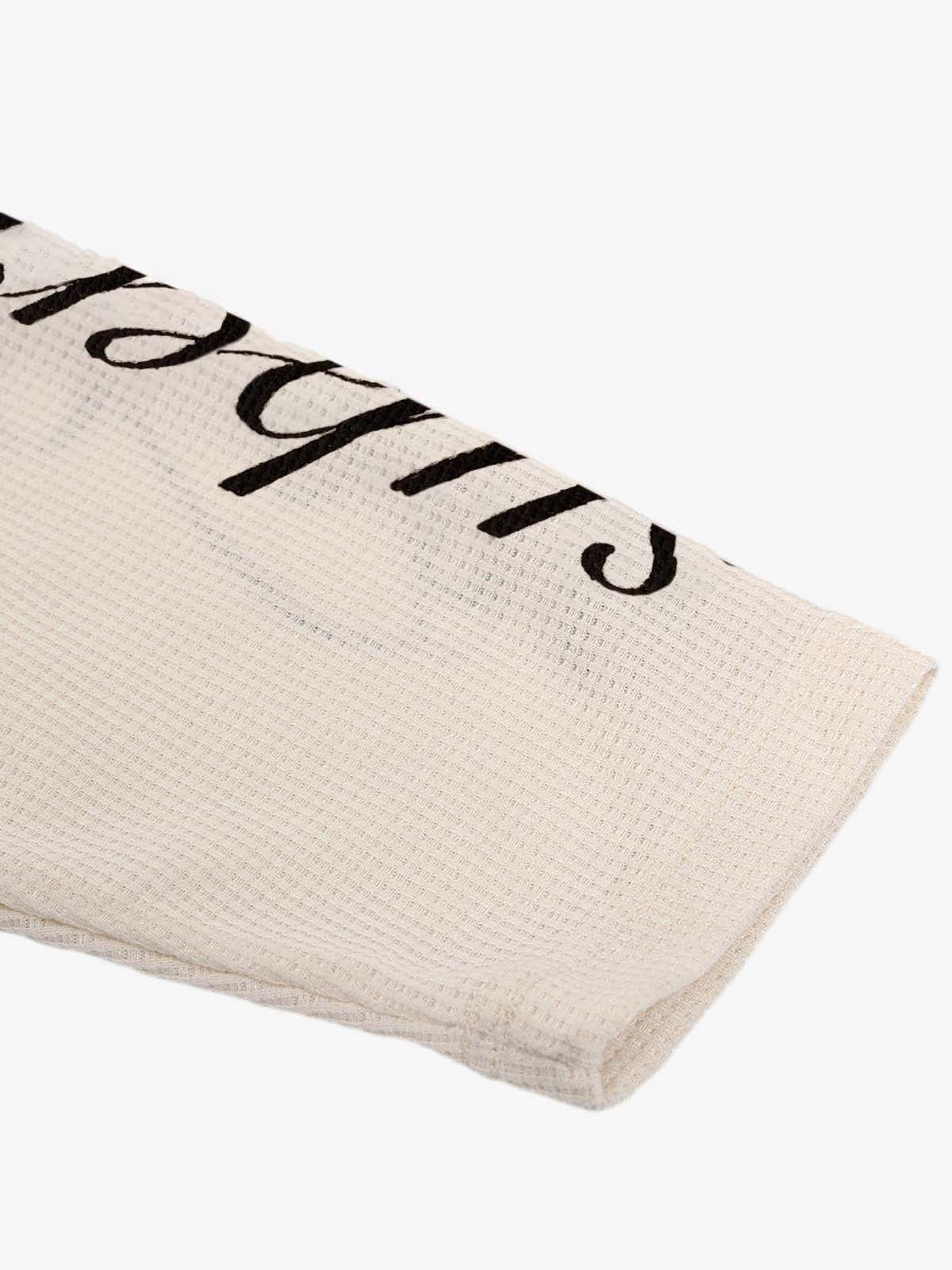 Retro Letter Print Waffle Simplicity Long-Sleeved T-Shirt-Fineriform