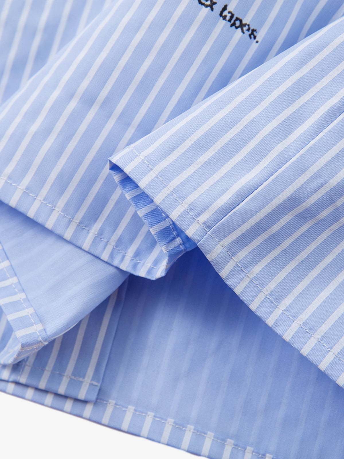 Vintage Illustration Striped Faux Two-Piece Shirt-Fineriform