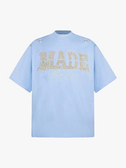 Vintage Patchwork Embroidered Letter T-Shirt-Fineriform