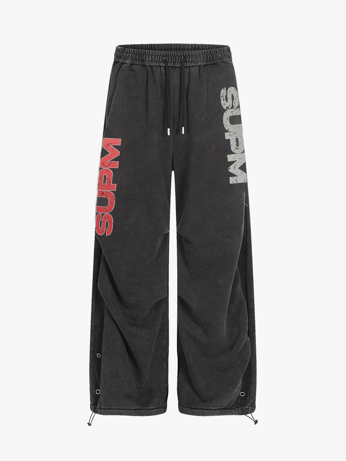 Street Washed Mottled Rivet Letter Print Baggy Sweatpants-Fineriform