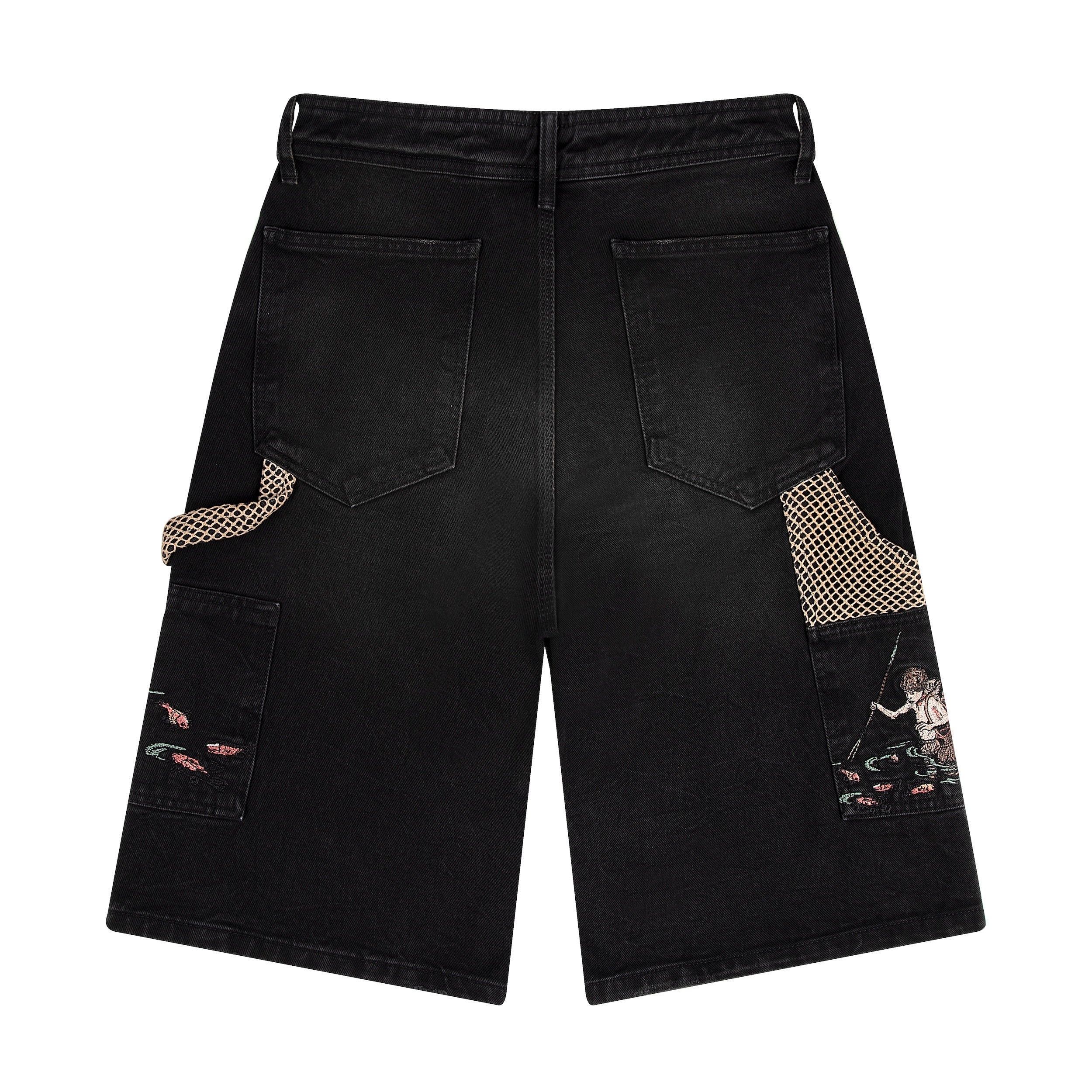 "lotus" Jorts black fishnet-Fineriform