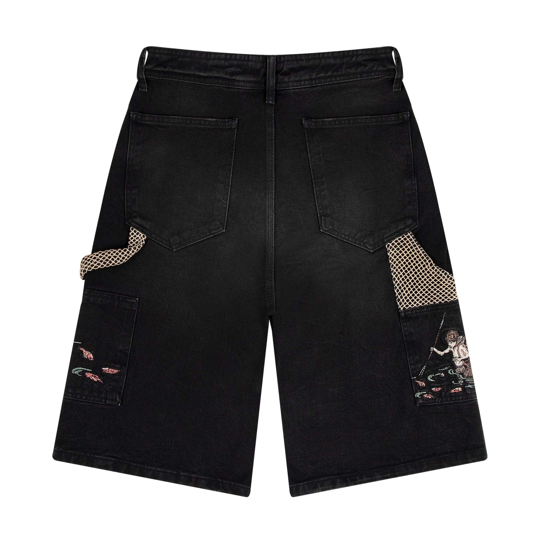 "lotus" Jorts black fishnet-Fineriform
