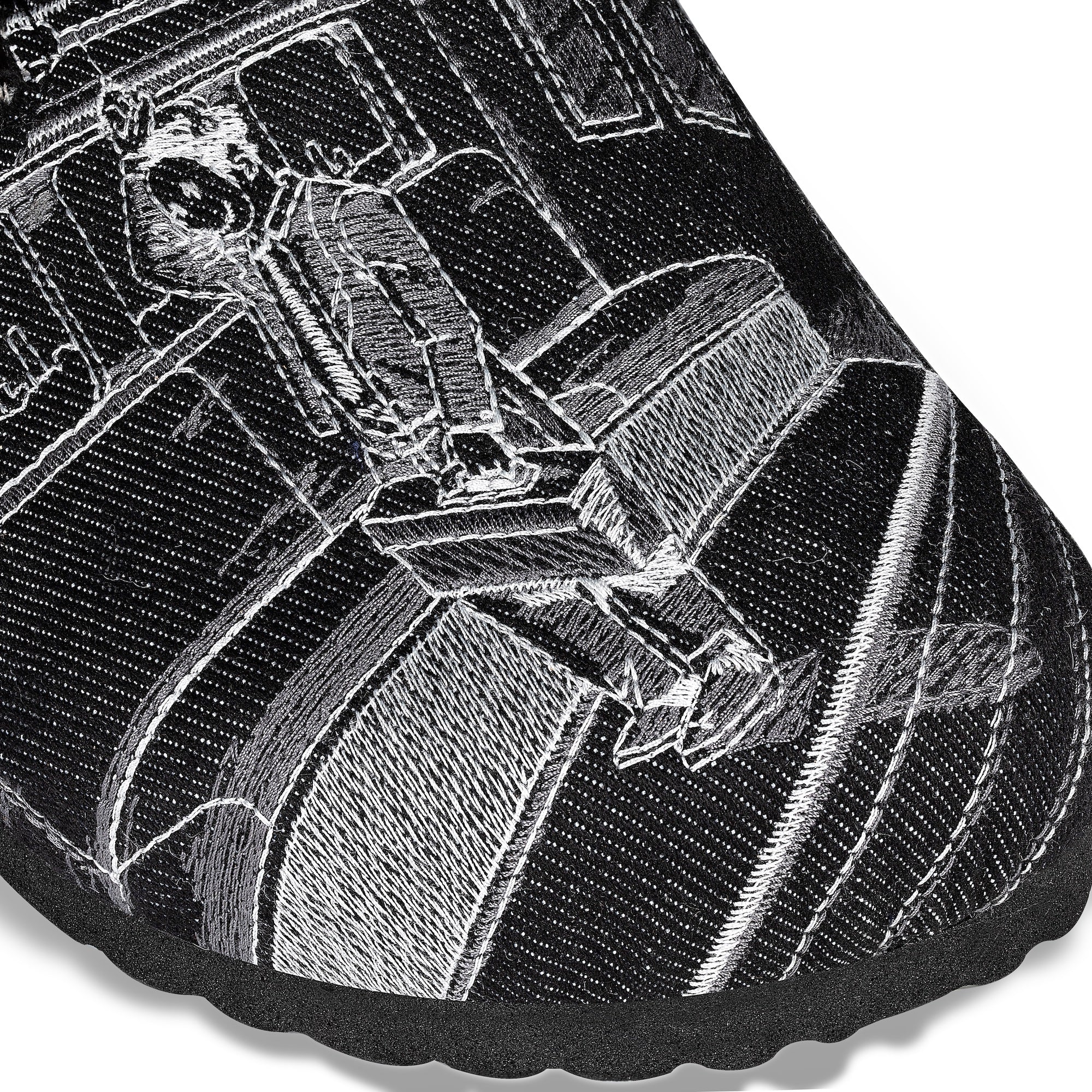 "faces" clogs black denim-Fineriform