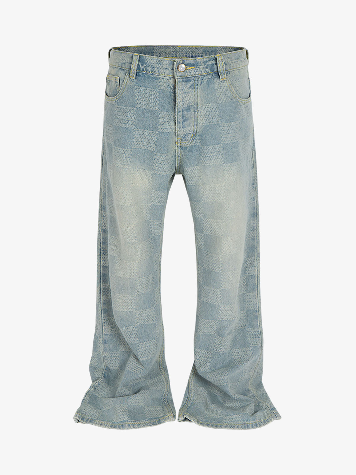 Checkerboard Distressed Jeans-Fineriform