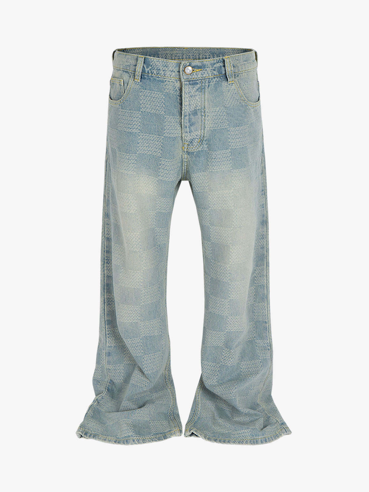 Checkerboard Distressed Jeans-Fineriform