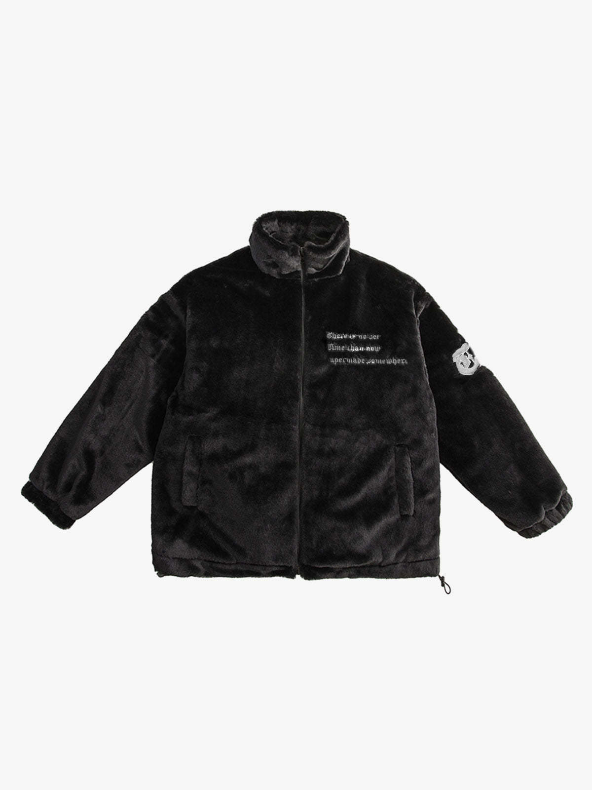 Thesupermade Street Letter Embroidered Fleece Jacket - 1838-Fineriform