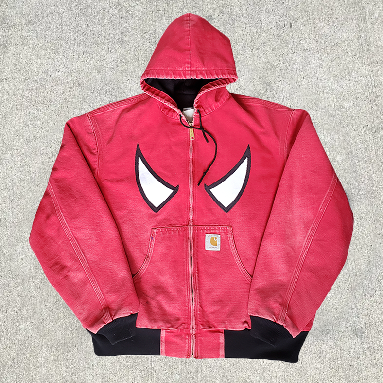 Street Spider Embroidery Zipper Lined Jacket-Fineriform