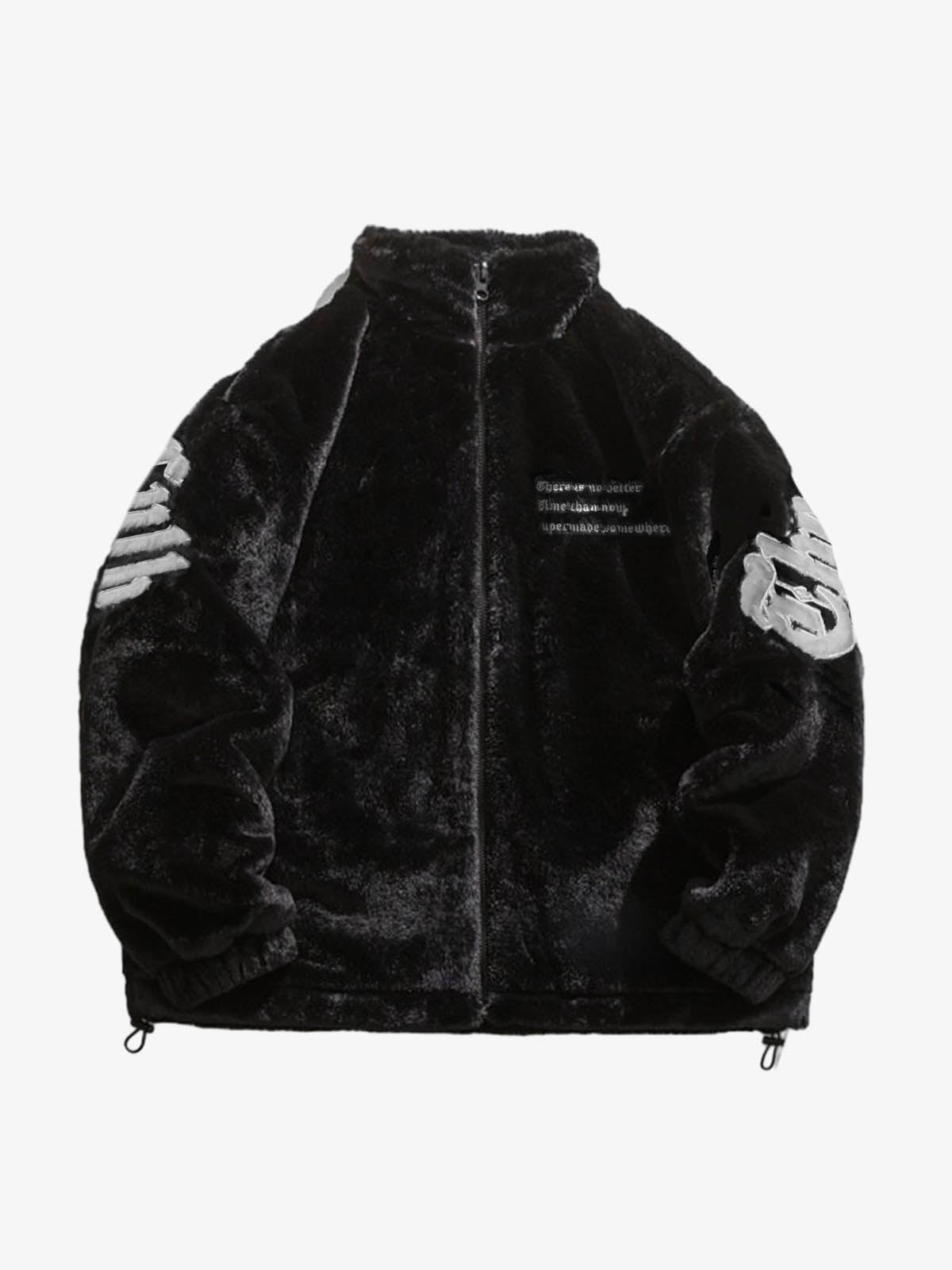 Thesupermade Street Letter Embroidered Fleece Jacket - 1838-Fineriform