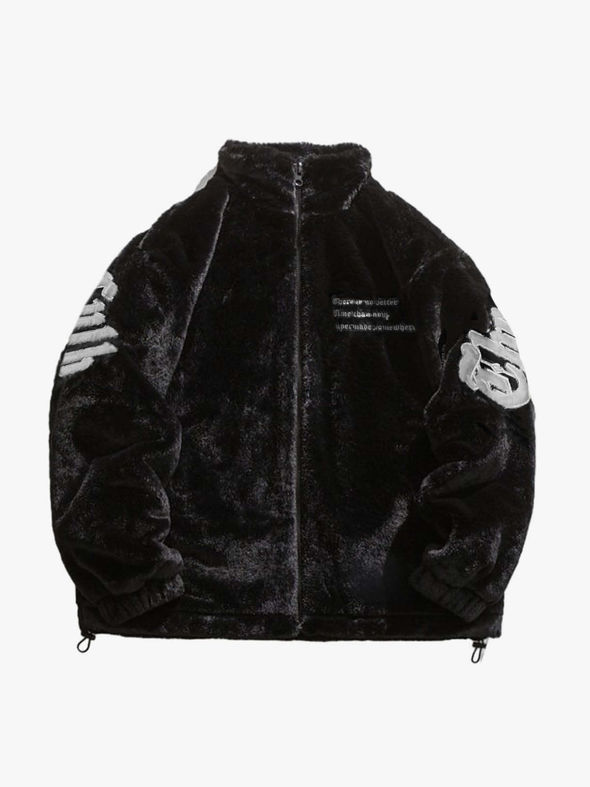 Thesupermade Street Letter Embroidered Fleece Jacket - 1838-Fineriform