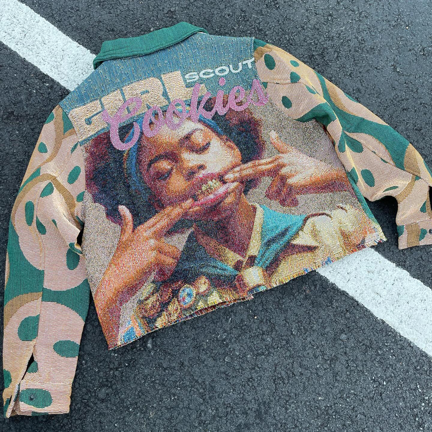 Tapestry print lapel collared jacket-Fineriform