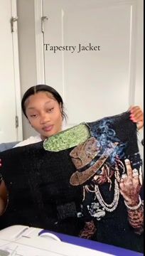 Hip Hop Tapestry Zip-Up Jacket-Fineriform