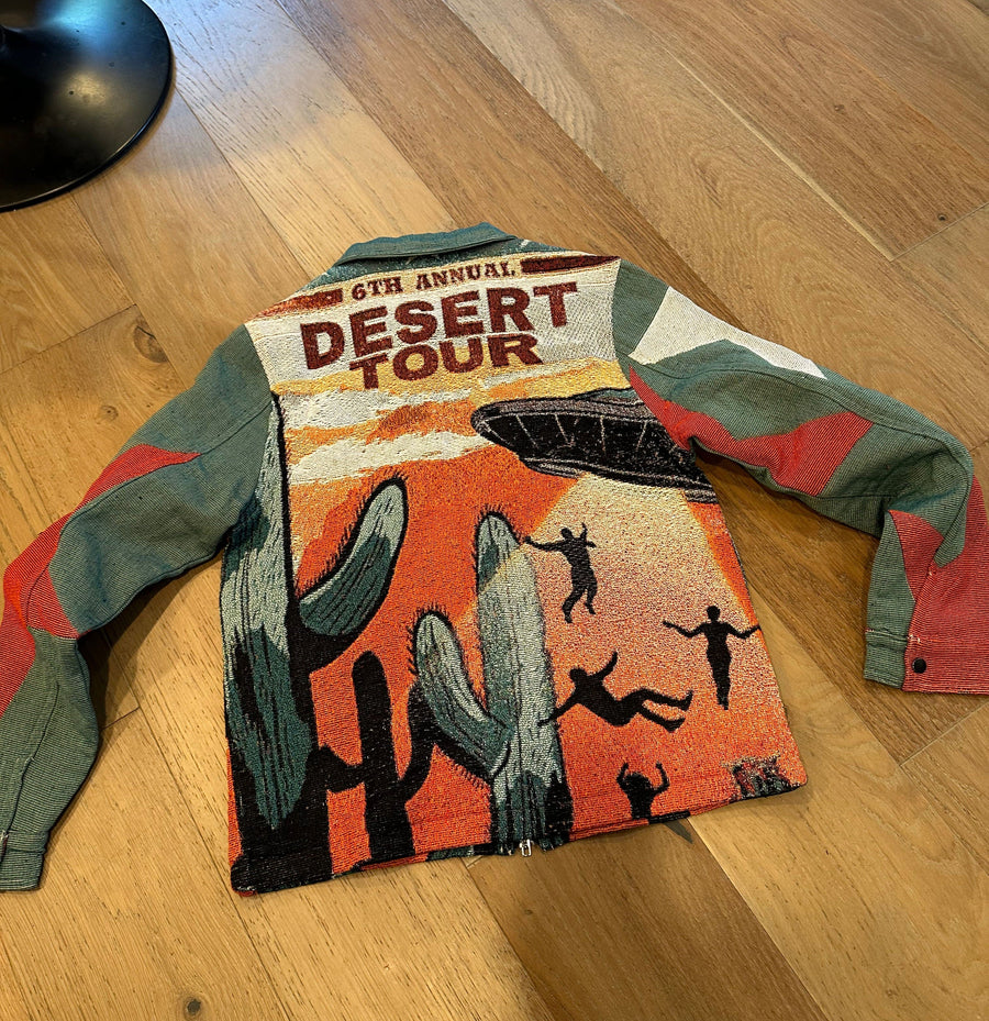 Desert Journey Tapestry Lapel Zip-Up Jacket-Fineriform