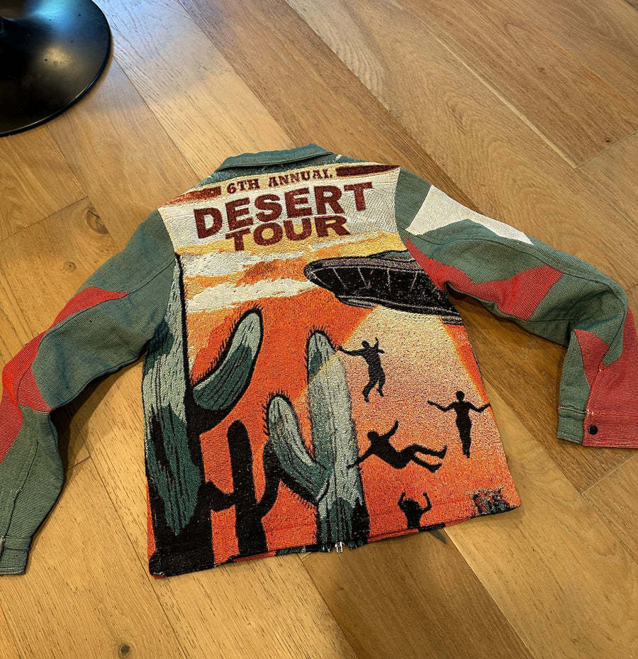 Desert Journey Tapestry Lapel Zip-Up Jacket-Fineriform