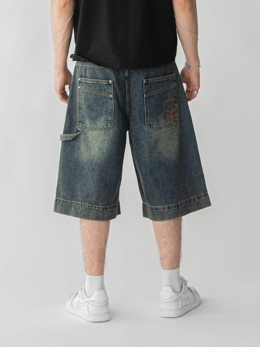 SMILEY STITCH JORTS - VINTAGE BLUE-Fineriform