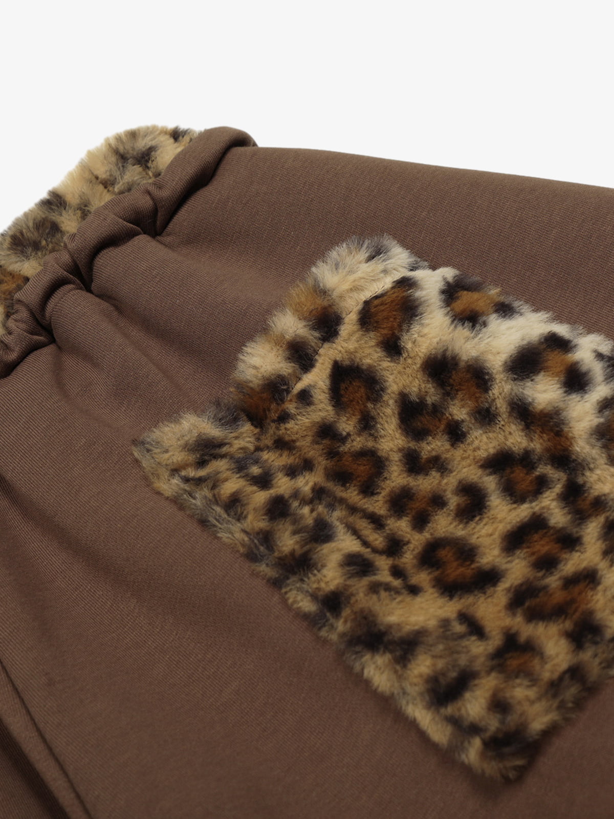 Retro Double-Waist Leopard Patch Barrel Pants-Fineriform