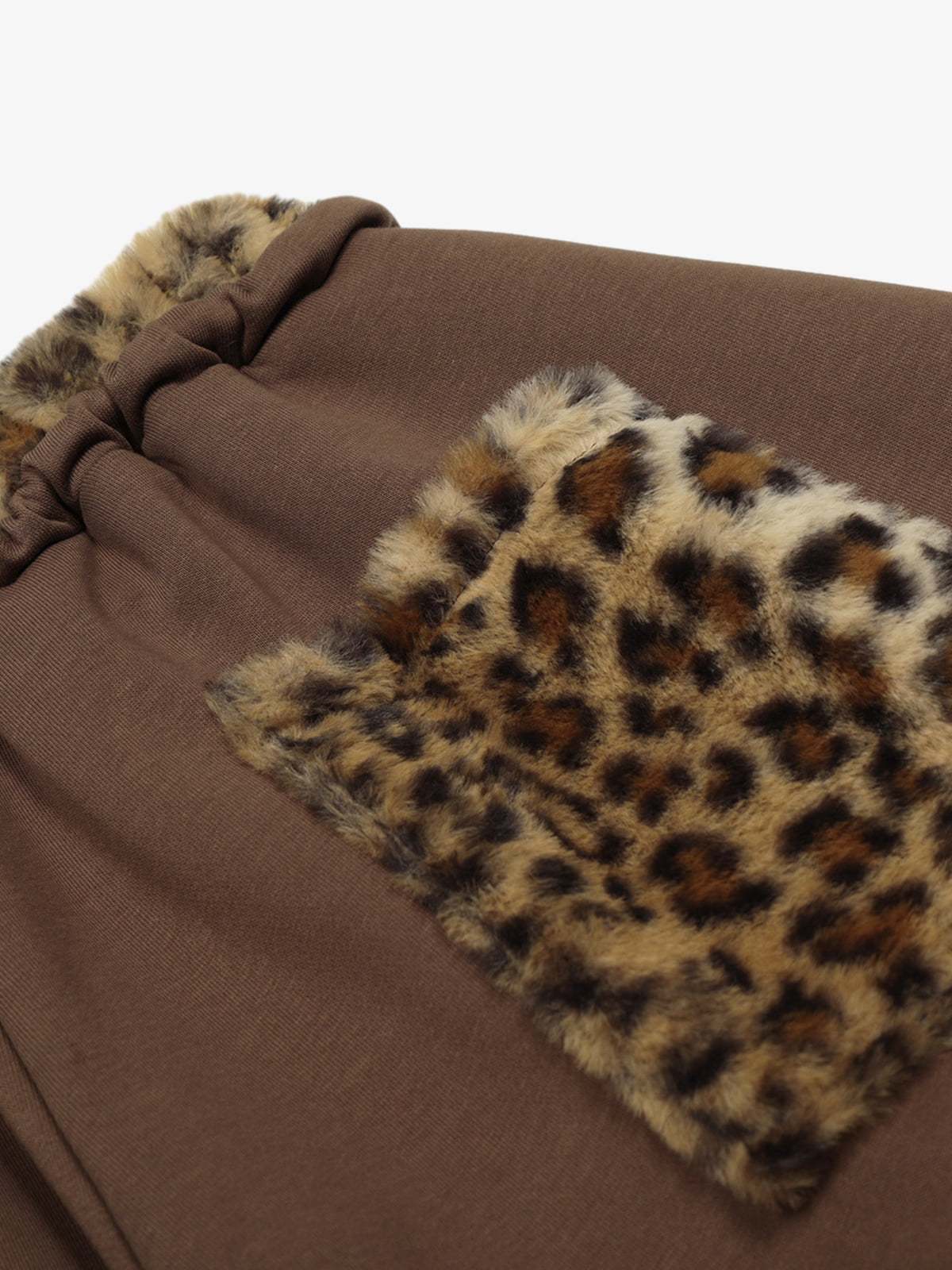 Retro Double-Waist Leopard Patch Barrel Pants-Fineriform