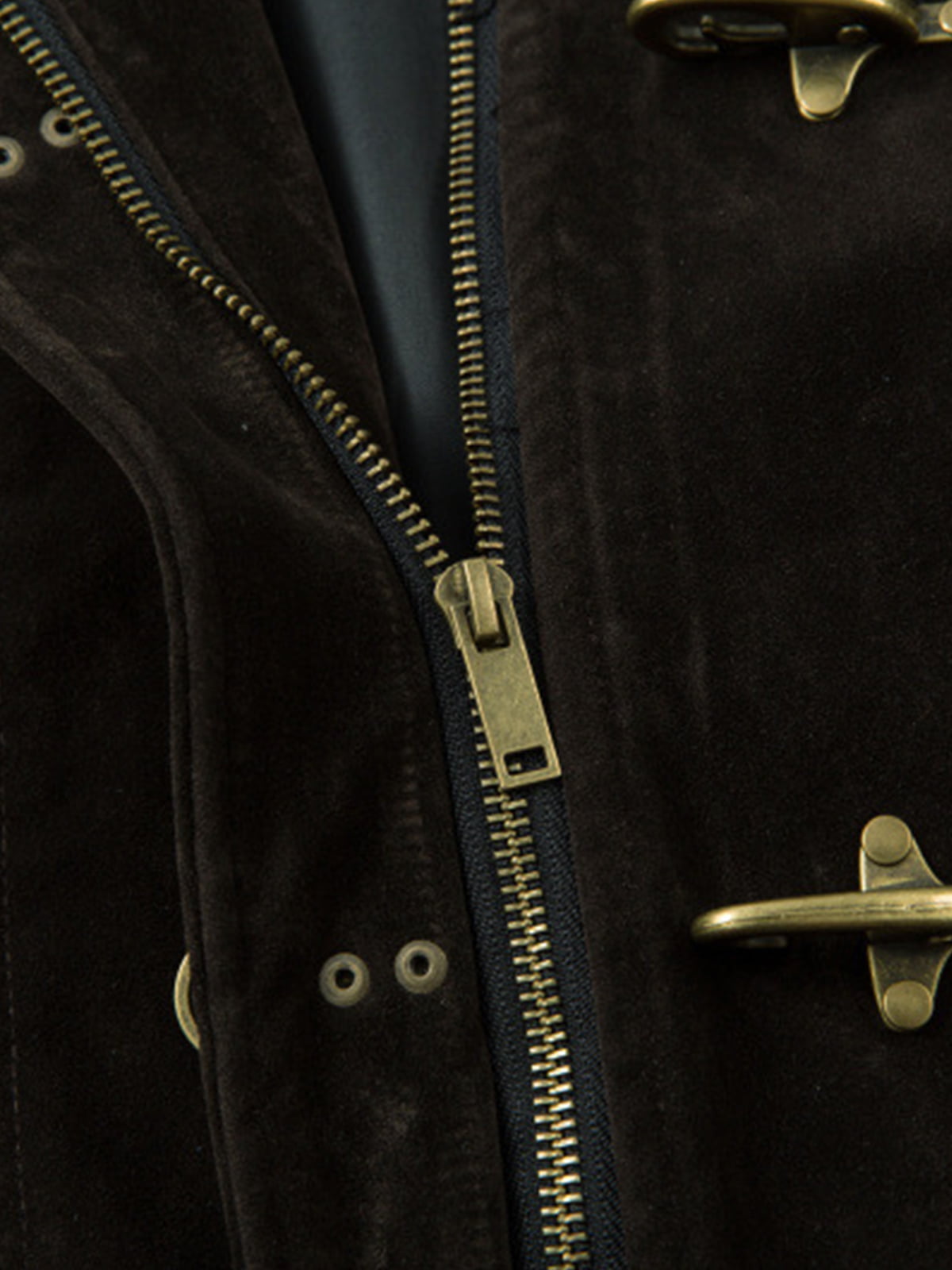 Retro Unique Metal Button Suede Lapel Bomber Jacket - 2538-Fineriform