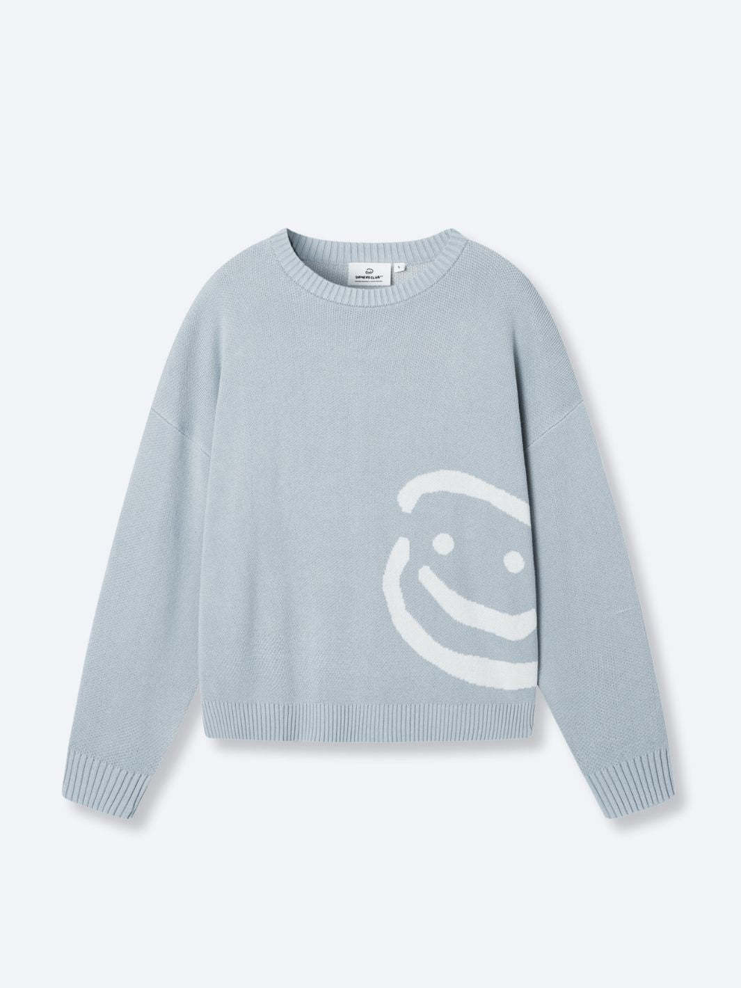 SMILEY LOGO KNIT - MUTED BLUE-Fineriform