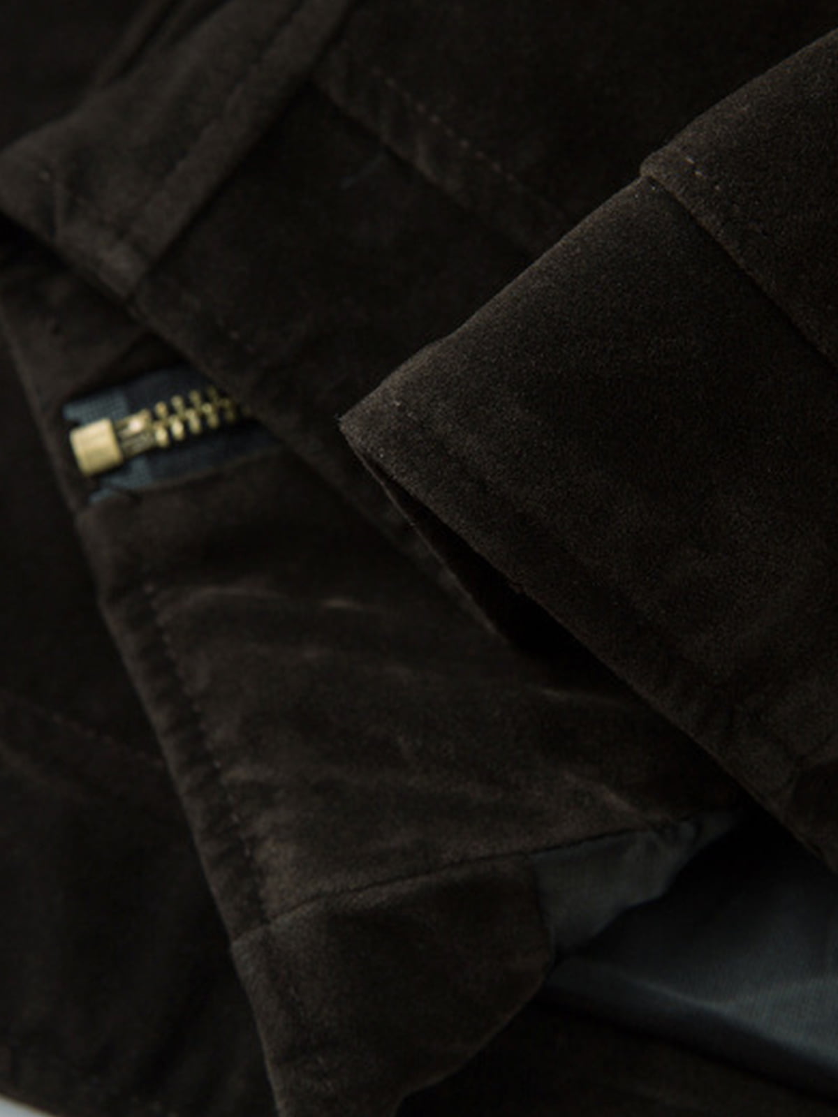 Retro Unique Metal Button Suede Lapel Bomber Jacket - 2538-Fineriform