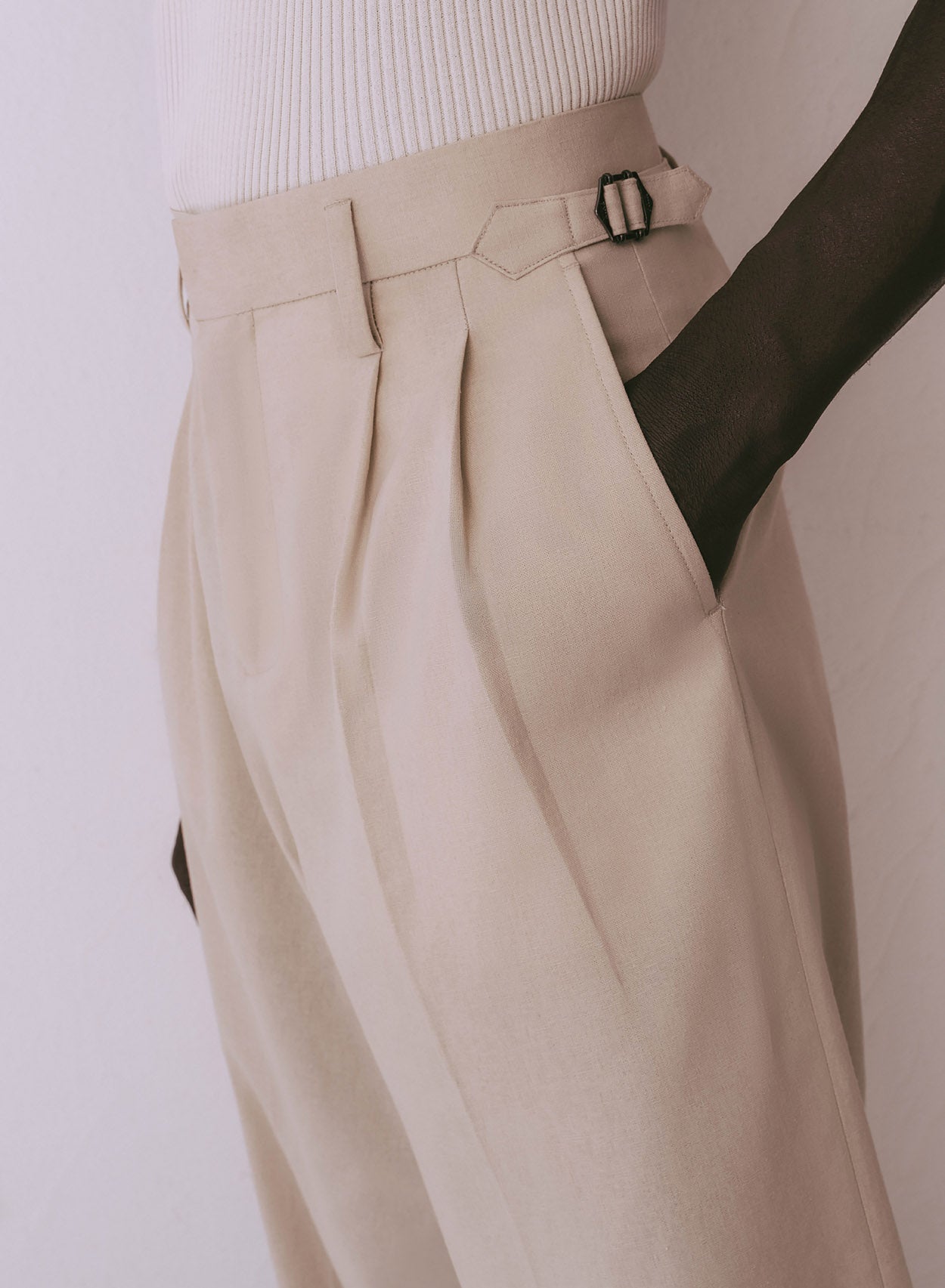 High Waisted Side Buckle Flare Trousers-Fineriform