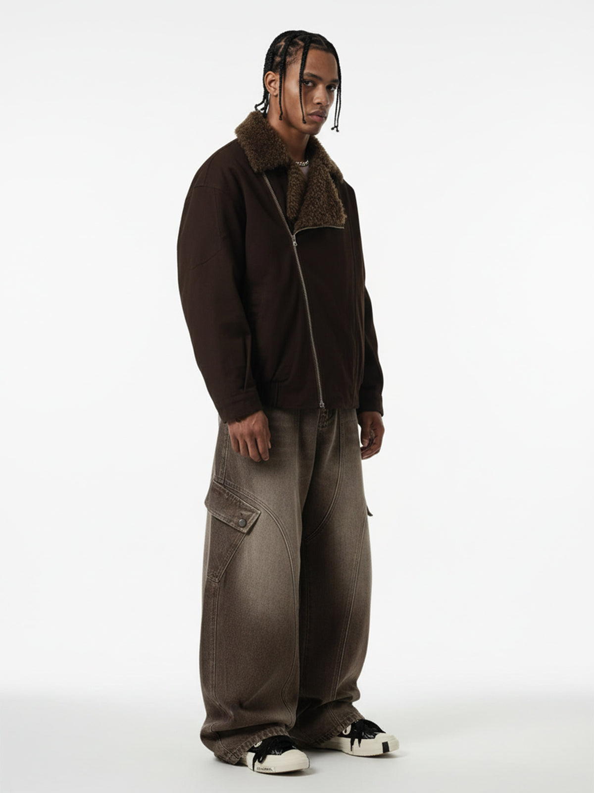 Vintage Washed Workwear Barrel Jeans-Fineriform