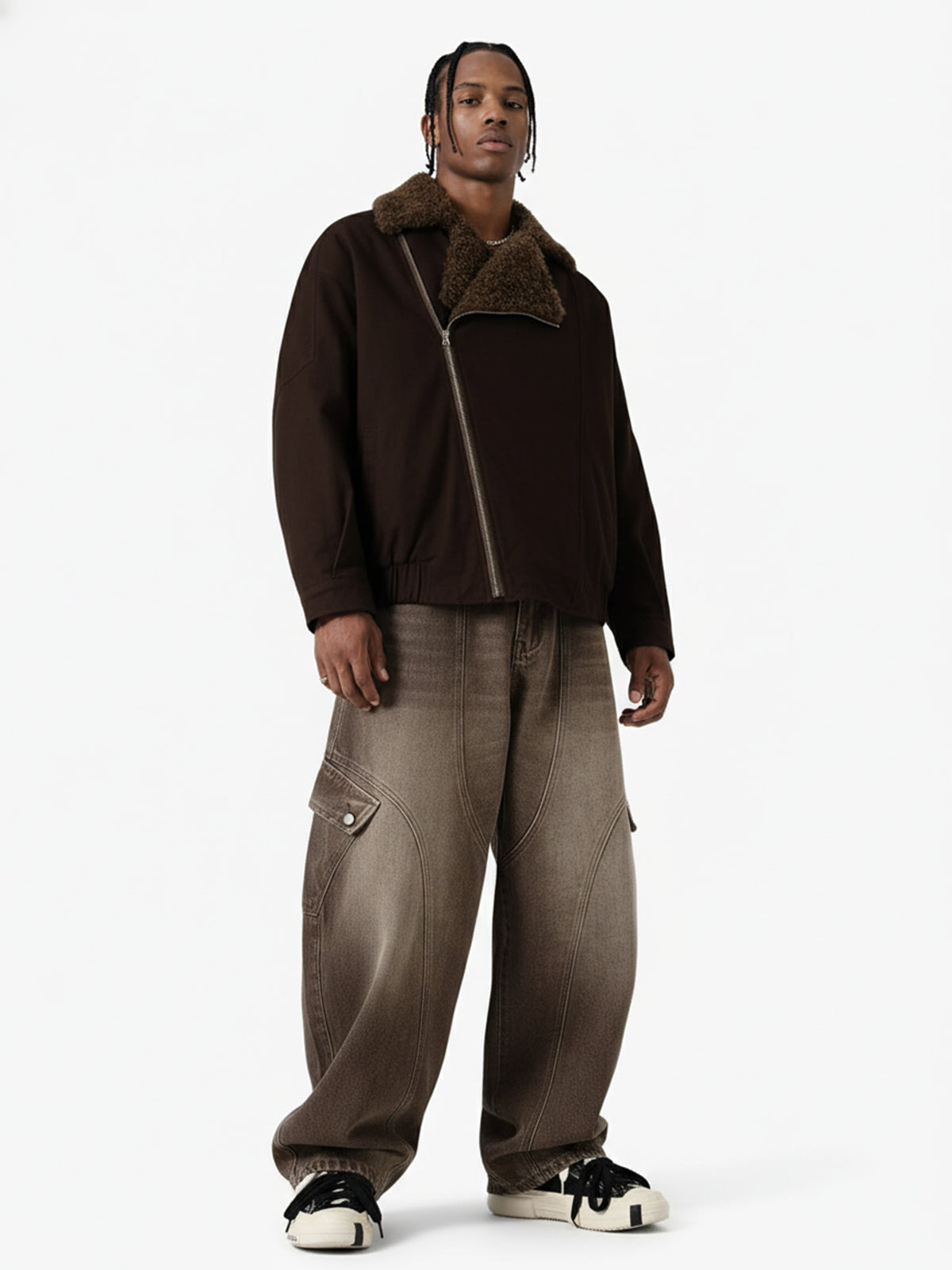 Vintage Washed Workwear Barrel Jeans-Fineriform