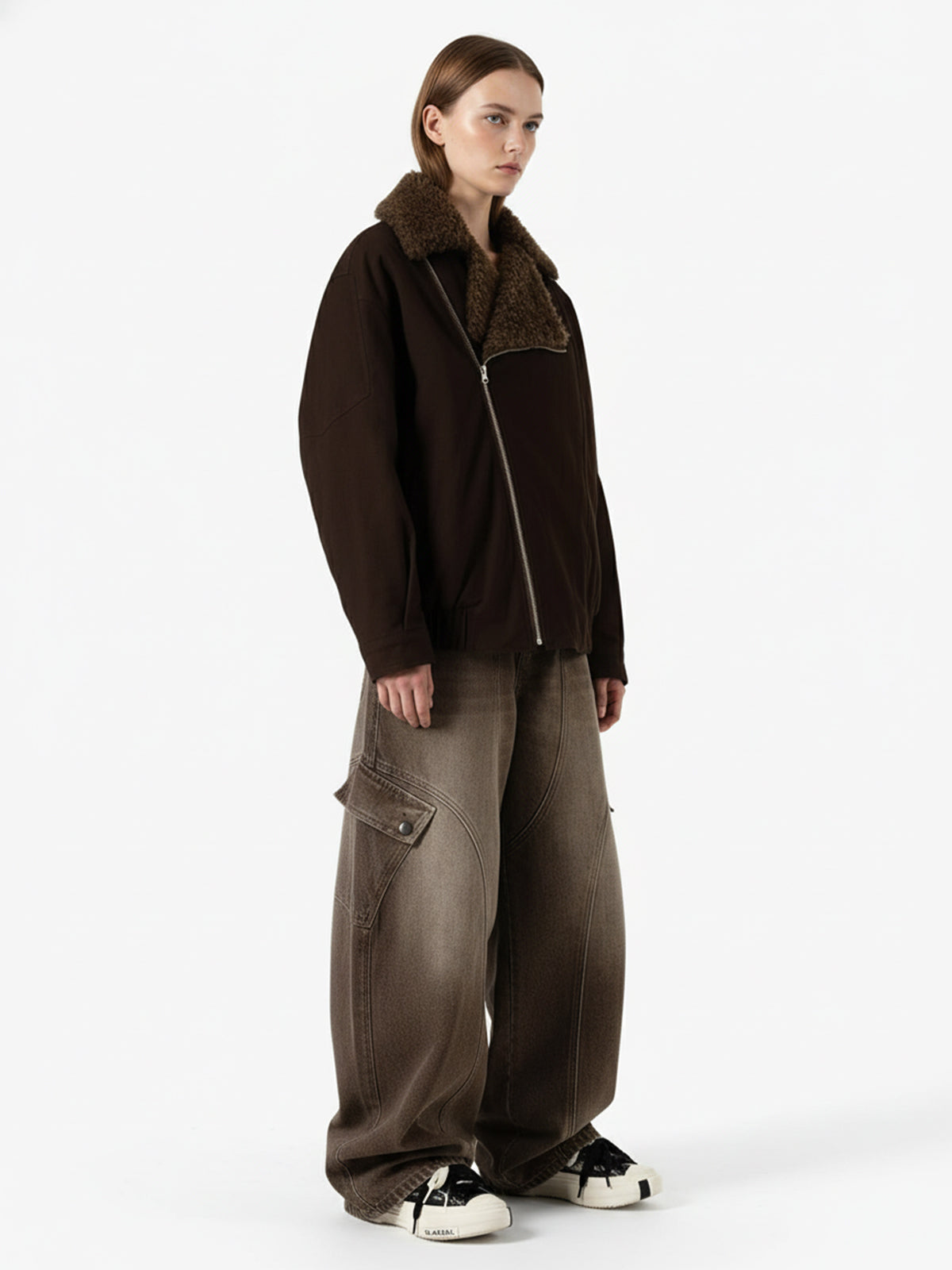 Vintage Washed Workwear Barrel Jeans-Fineriform