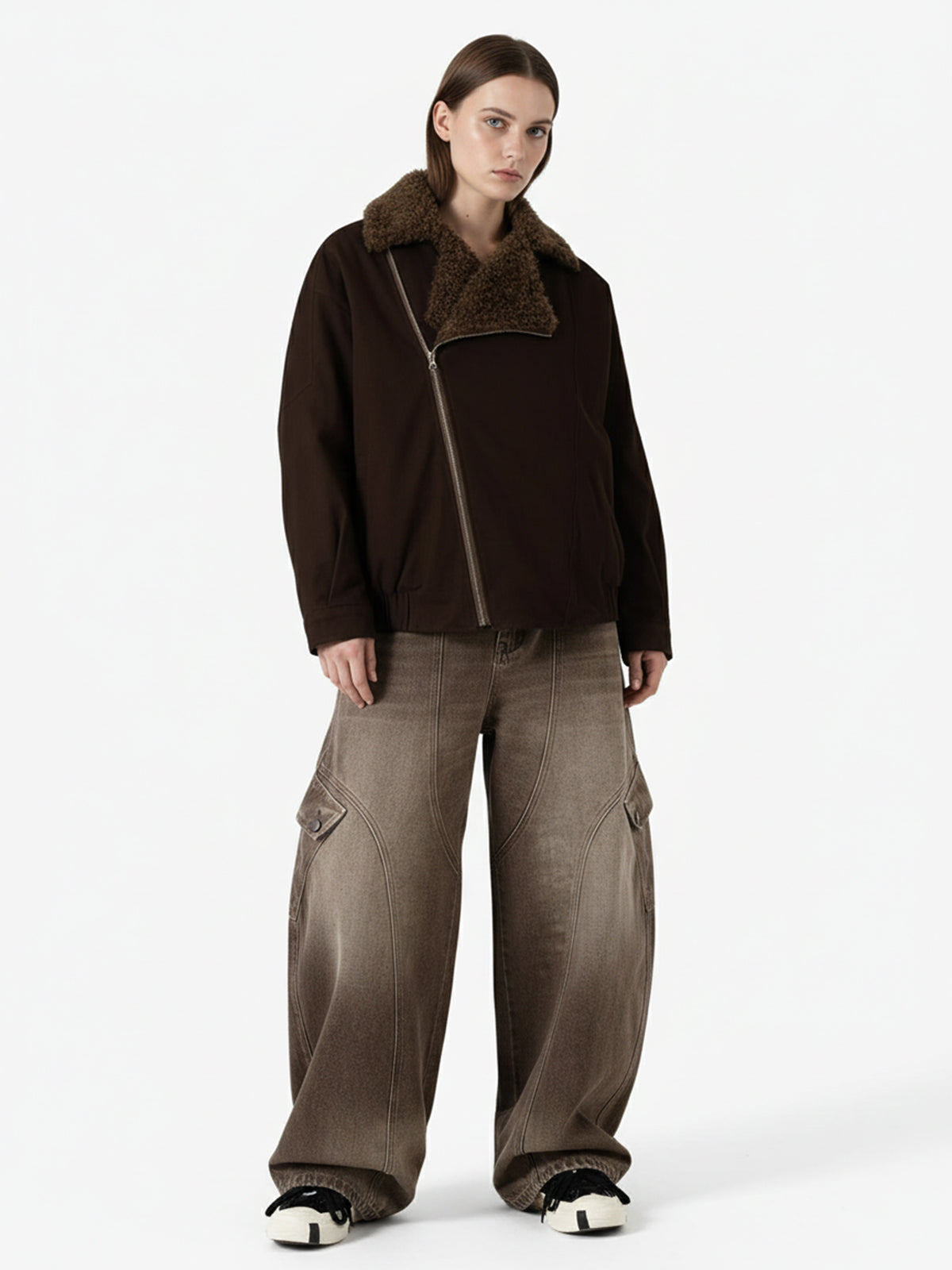 Vintage Washed Workwear Barrel Jeans-Fineriform