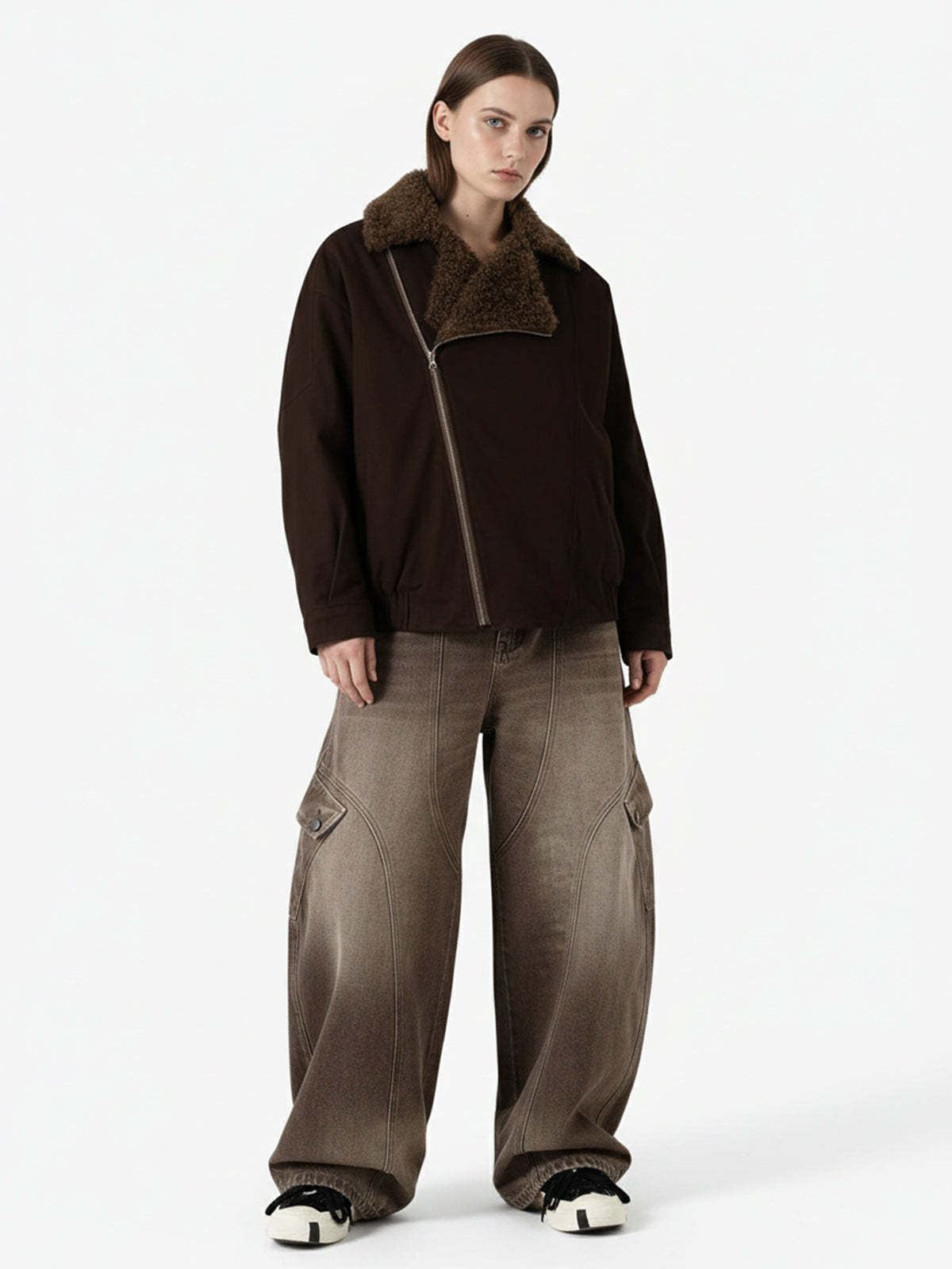 Vintage Washed Workwear Barrel Jeans-Fineriform