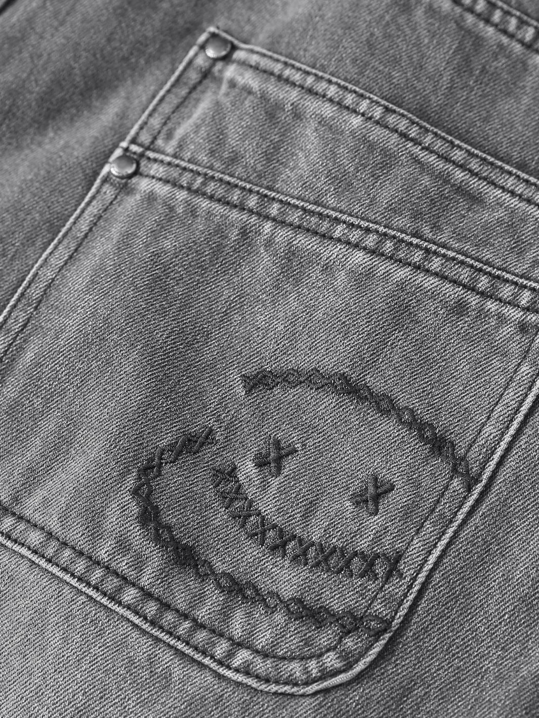 SMILEY STITCH JORTS - LIGHT GREY-Fineriform