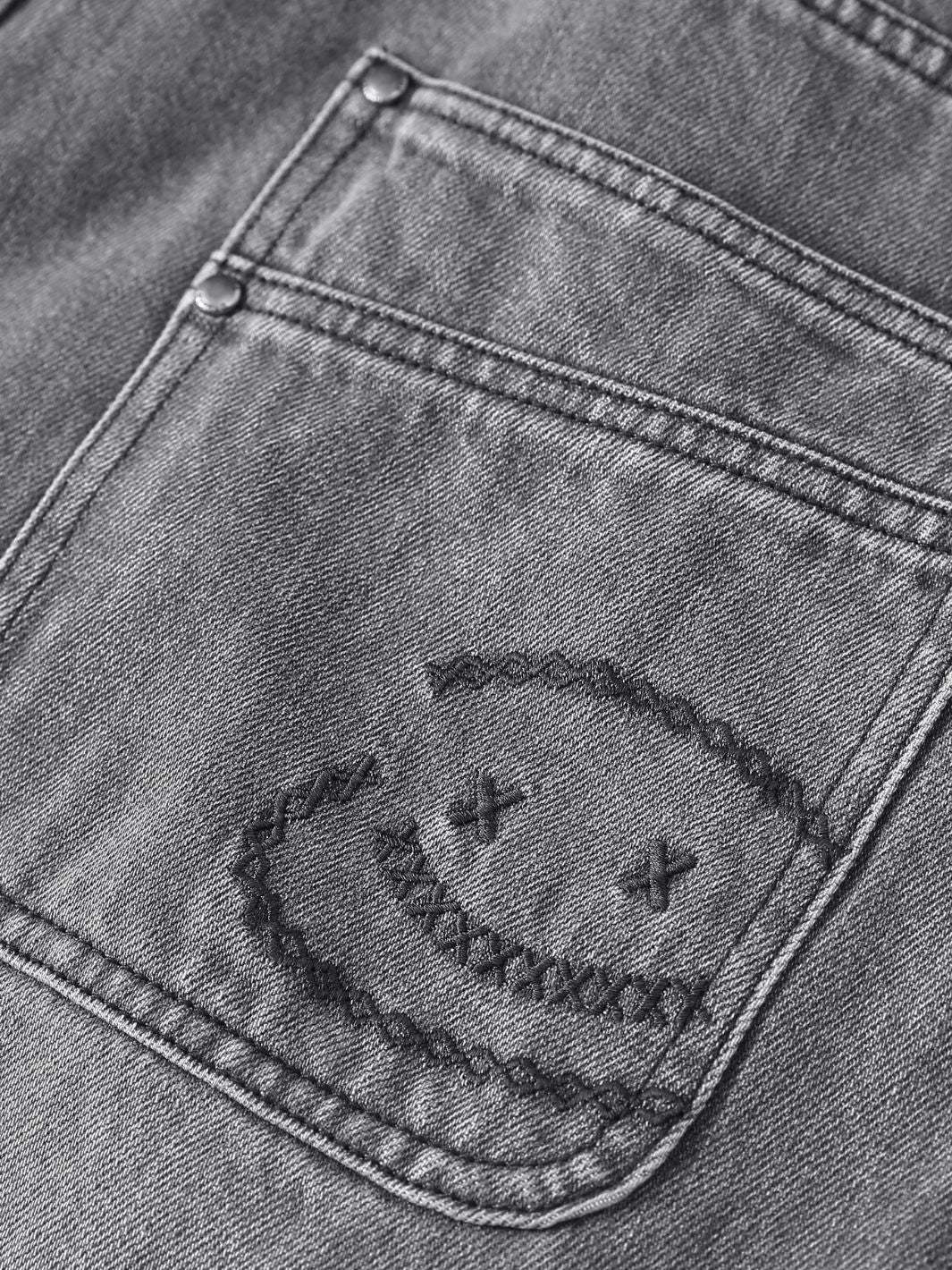 SMILEY STITCH JORTS - LIGHT GREY-Fineriform