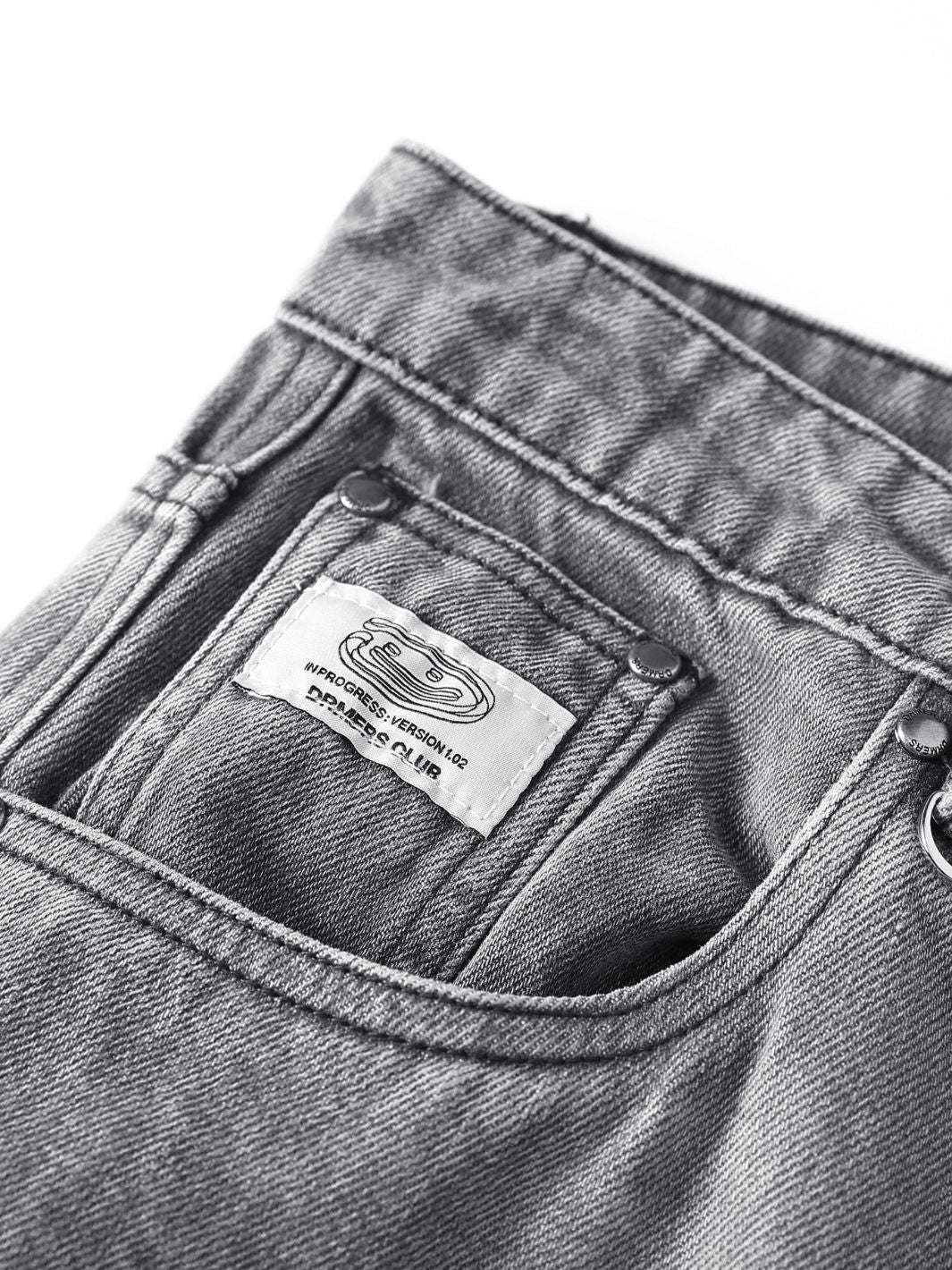 SMILEY STITCH JORTS - LIGHT GREY-Fineriform