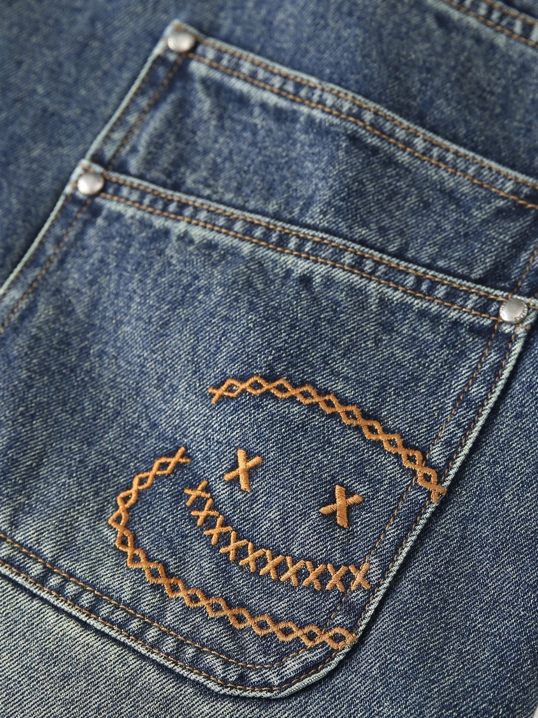 SMILEY STITCH JORTS - VINTAGE BLUE-Fineriform