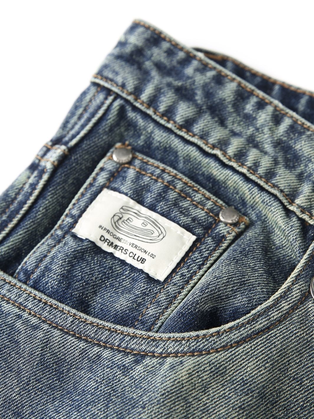 SMILEY STITCH JORTS - VINTAGE BLUE-Fineriform