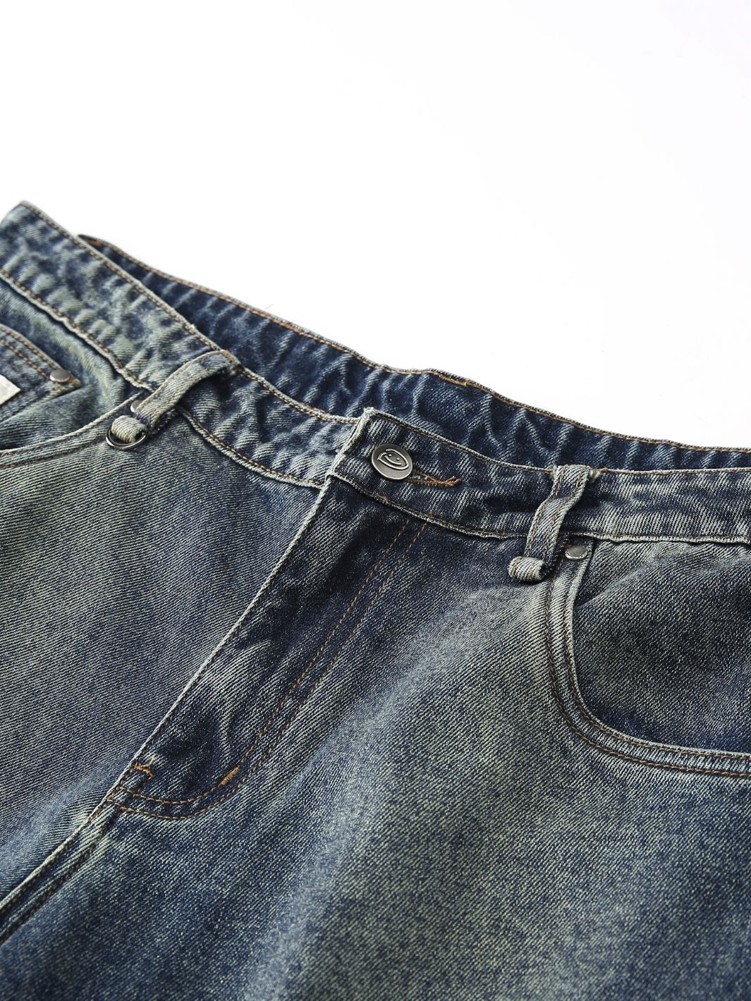 SMILEY STITCH JORTS - VINTAGE BLUE-Fineriform