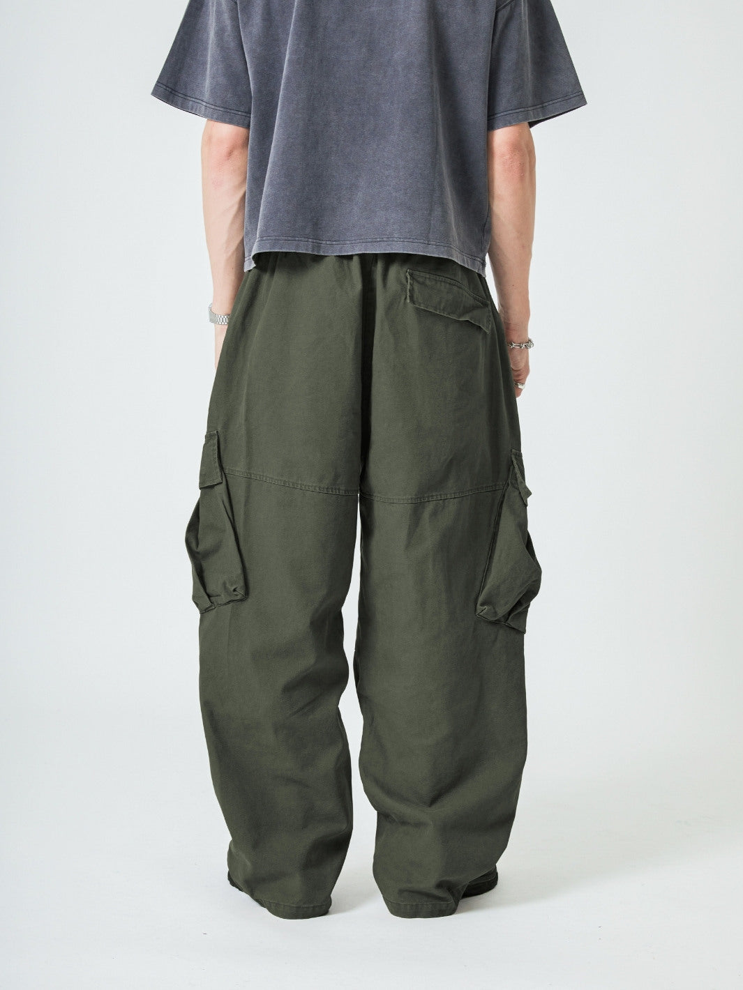 BAGGY CARGO PANTS - ARMY GREEN-Fineriform