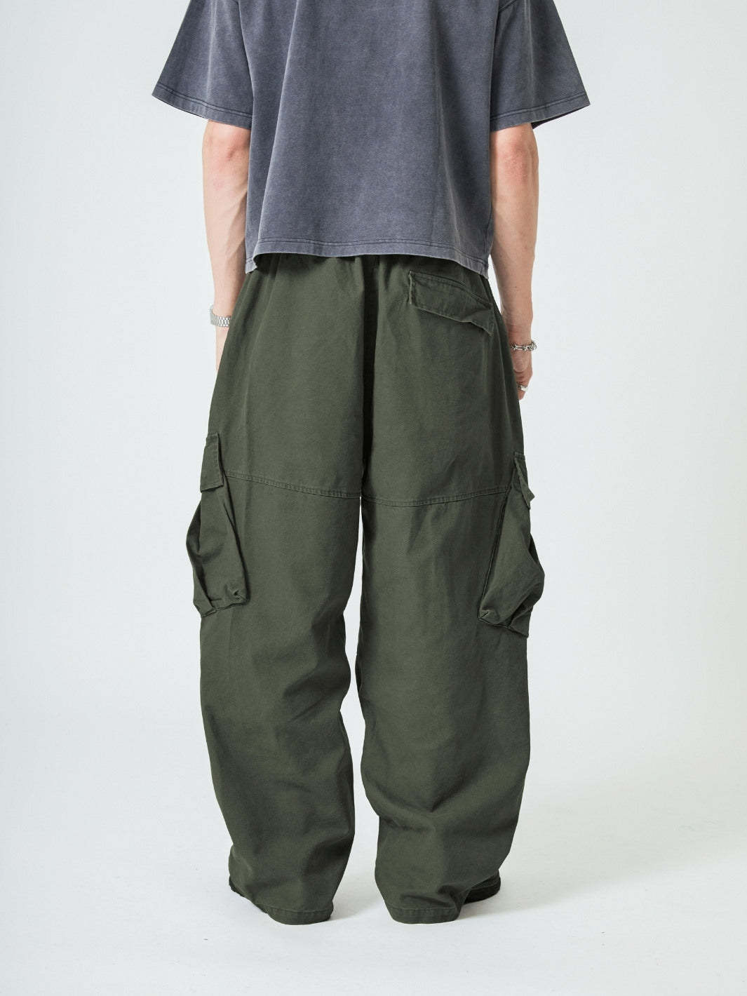 BAGGY CARGO PANTS - ARMY GREEN-Fineriform