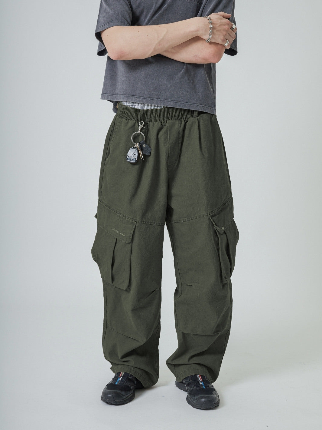 BAGGY CARGO PANTS - ARMY GREEN-Fineriform