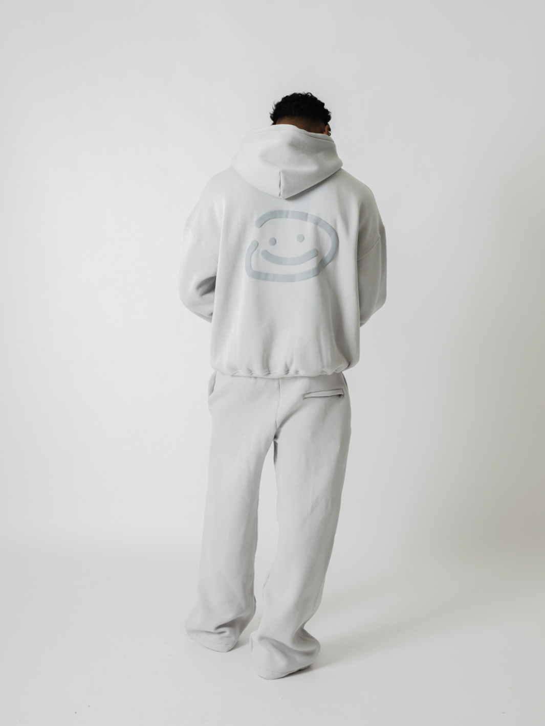 SMILEY LOGO HOODIE - LIGHT GREY-Fineriform