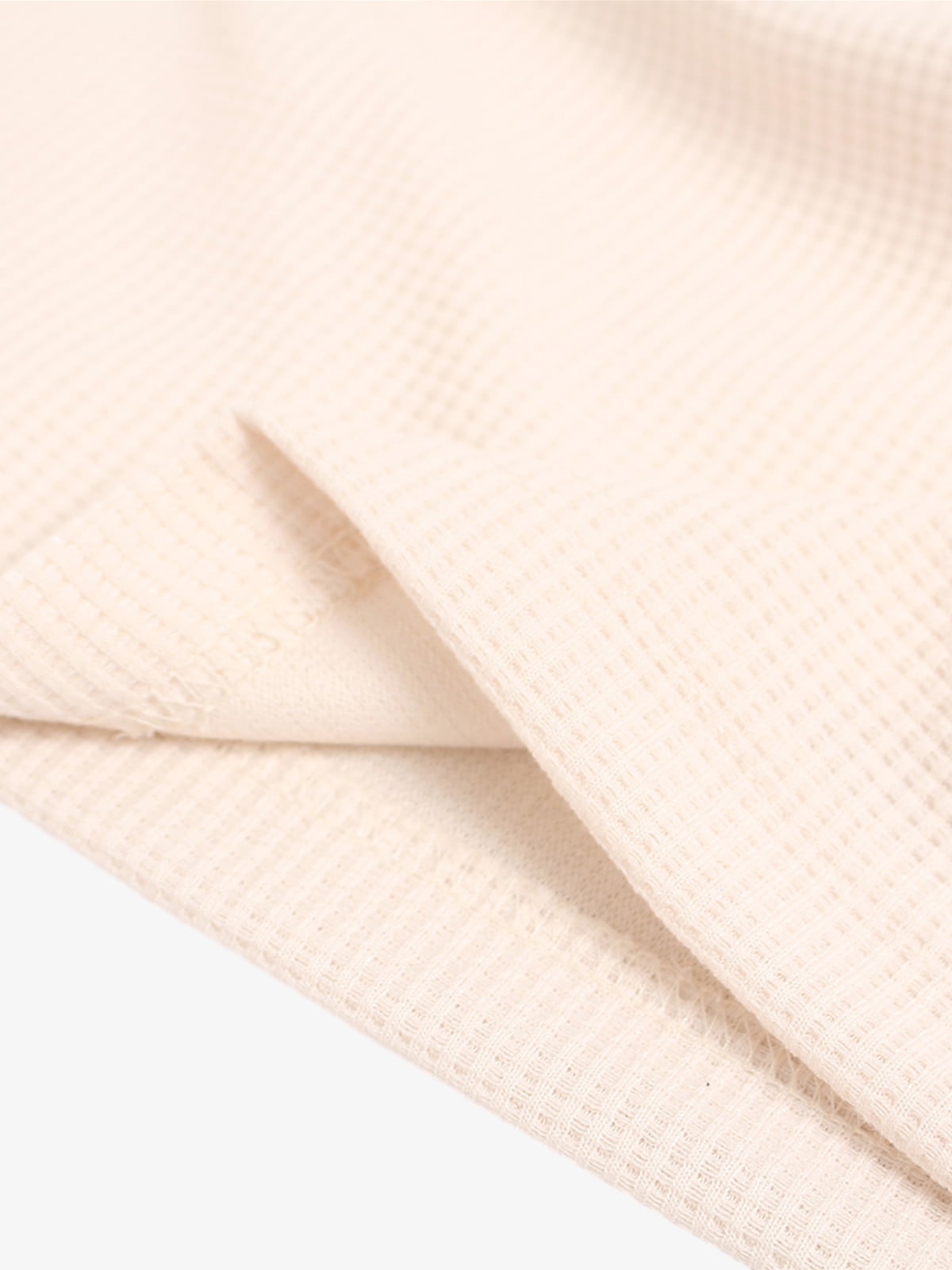 Textured Waffle SUPM Letter Graphic Long Sleeve T-Shirt-Fineriform