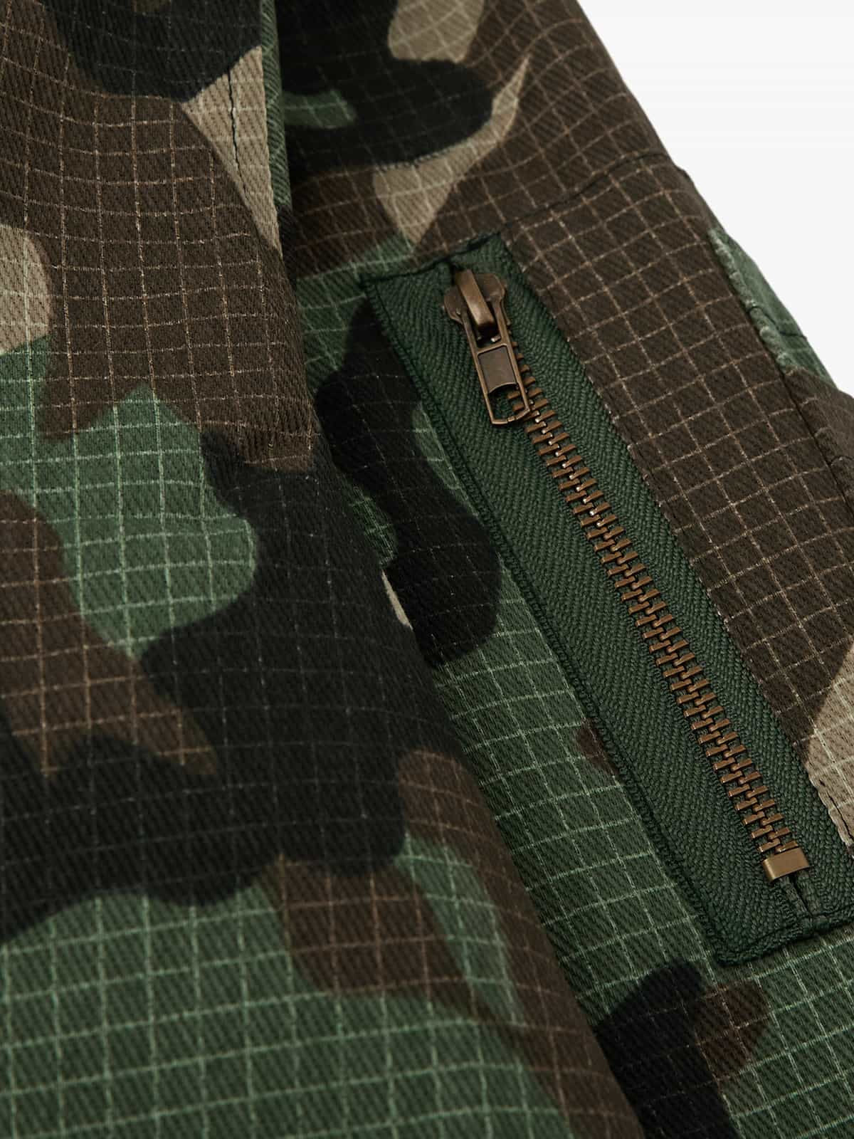 Camouflage Fur Collar Reversible Cotton Jacket - 2499-Fineriform