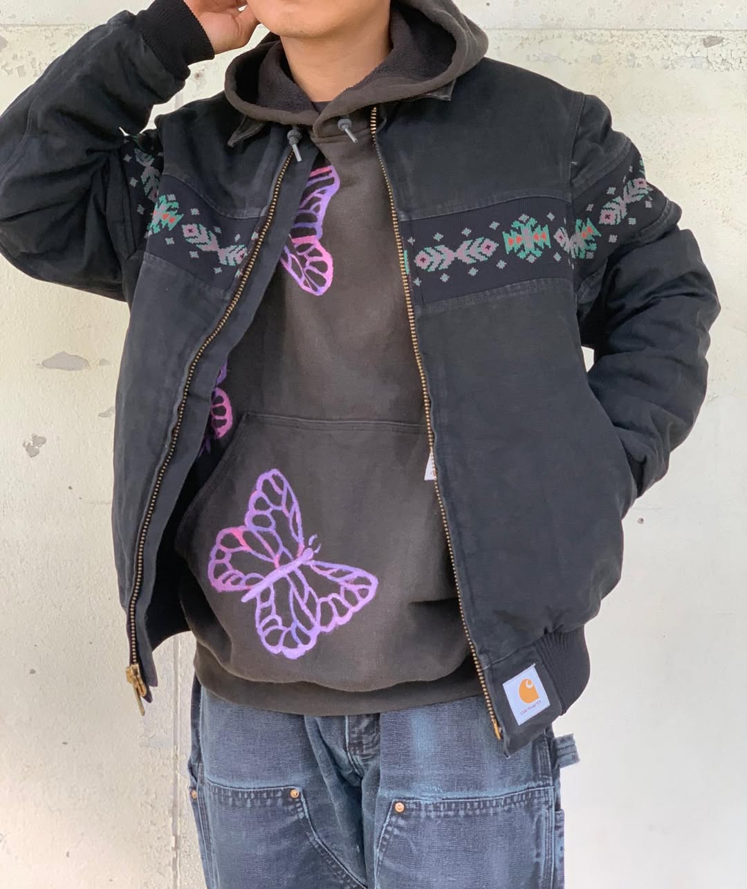 Vintage Tribal Zip-Up Warm Lined Jacket-Fineriform