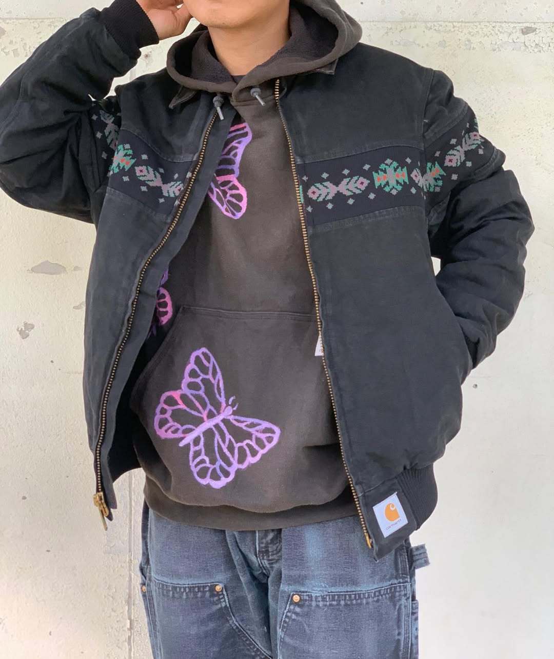 Vintage Tribal Zip-Up Warm Lined Jacket-Fineriform