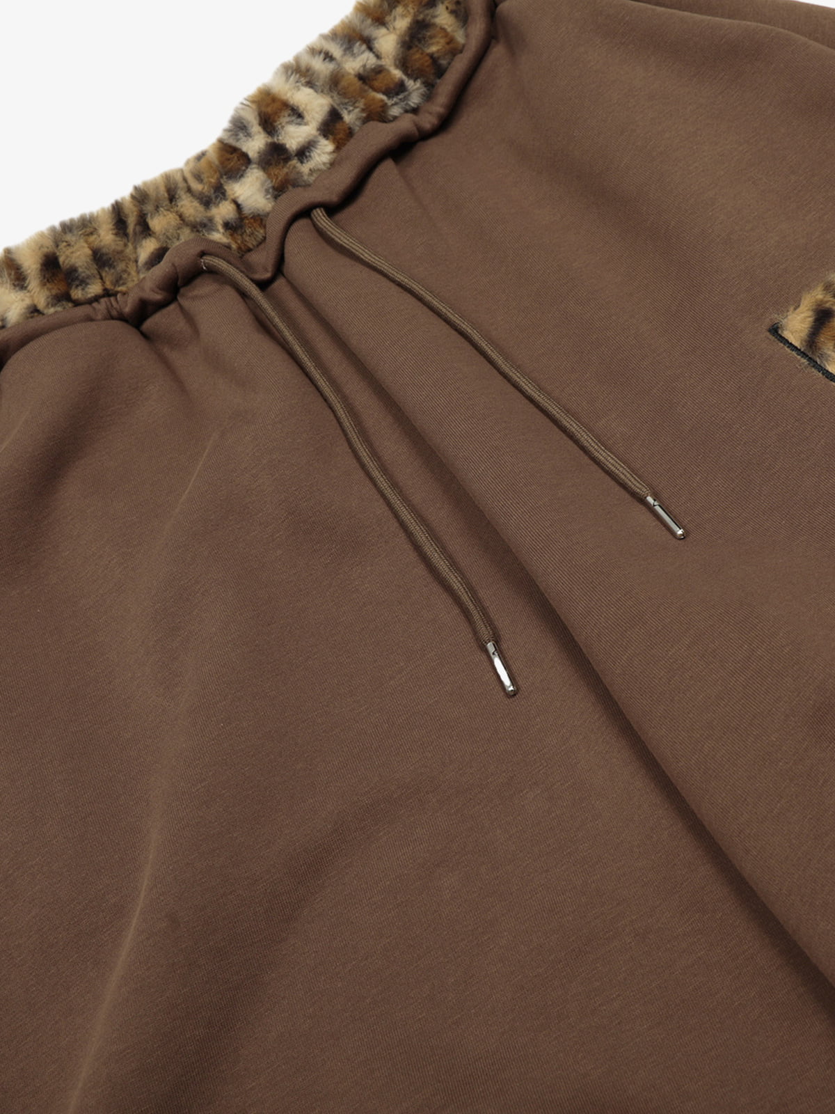 Retro Double-Waist Leopard Patch Barrel Pants-Fineriform