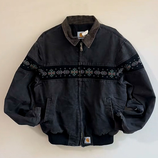 Vintage Tribal Zip-Up Warm Lined Jacket-Fineriform