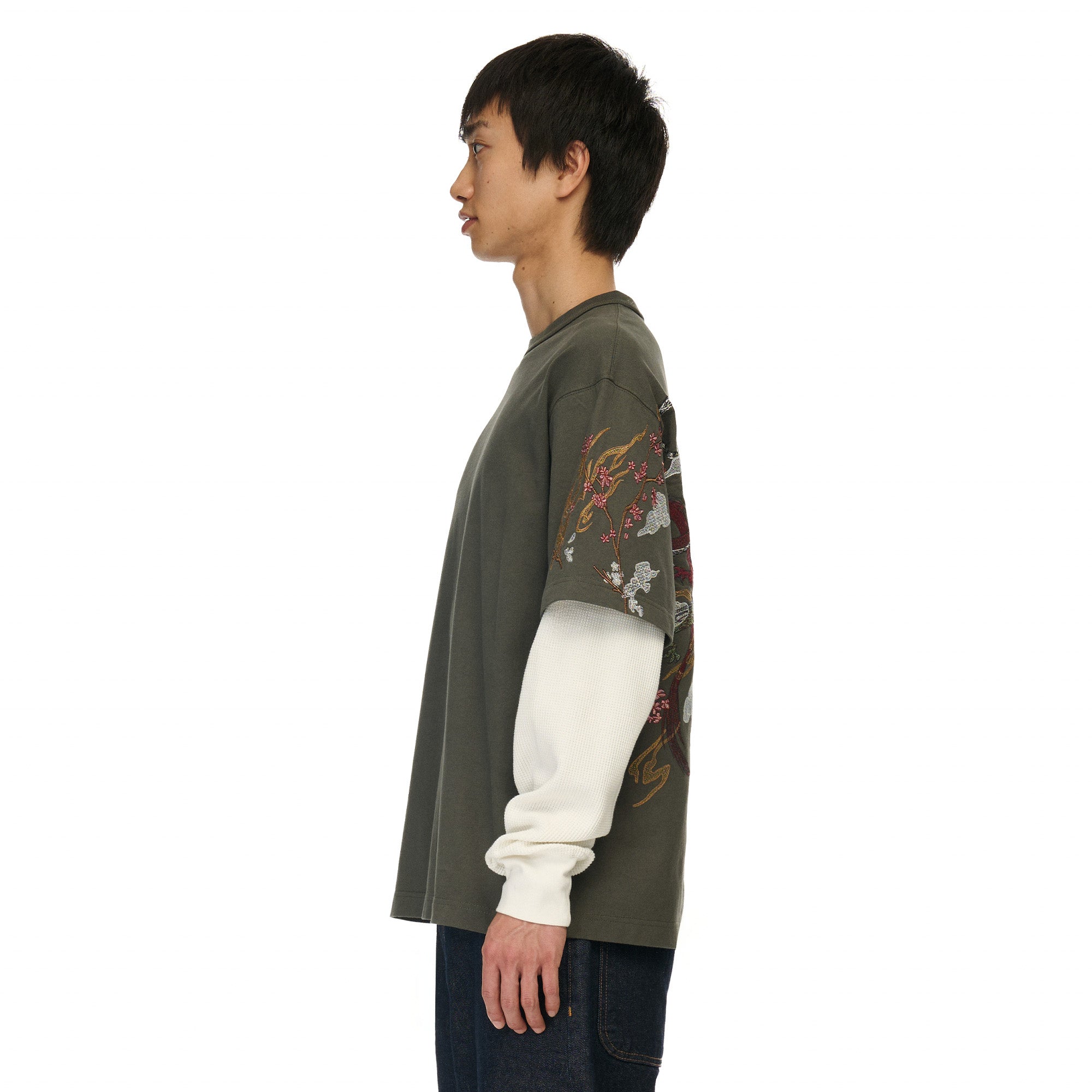 "yakuza" layered Longsleeve khaki-Fineriform