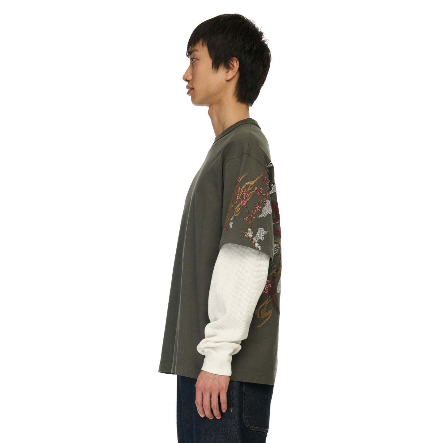 "yakuza" layered Longsleeve khaki-Fineriform