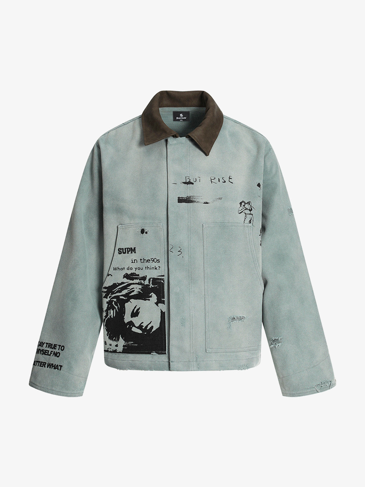 Vintage Washed Distressed Barn Work Jacket-Fineriform