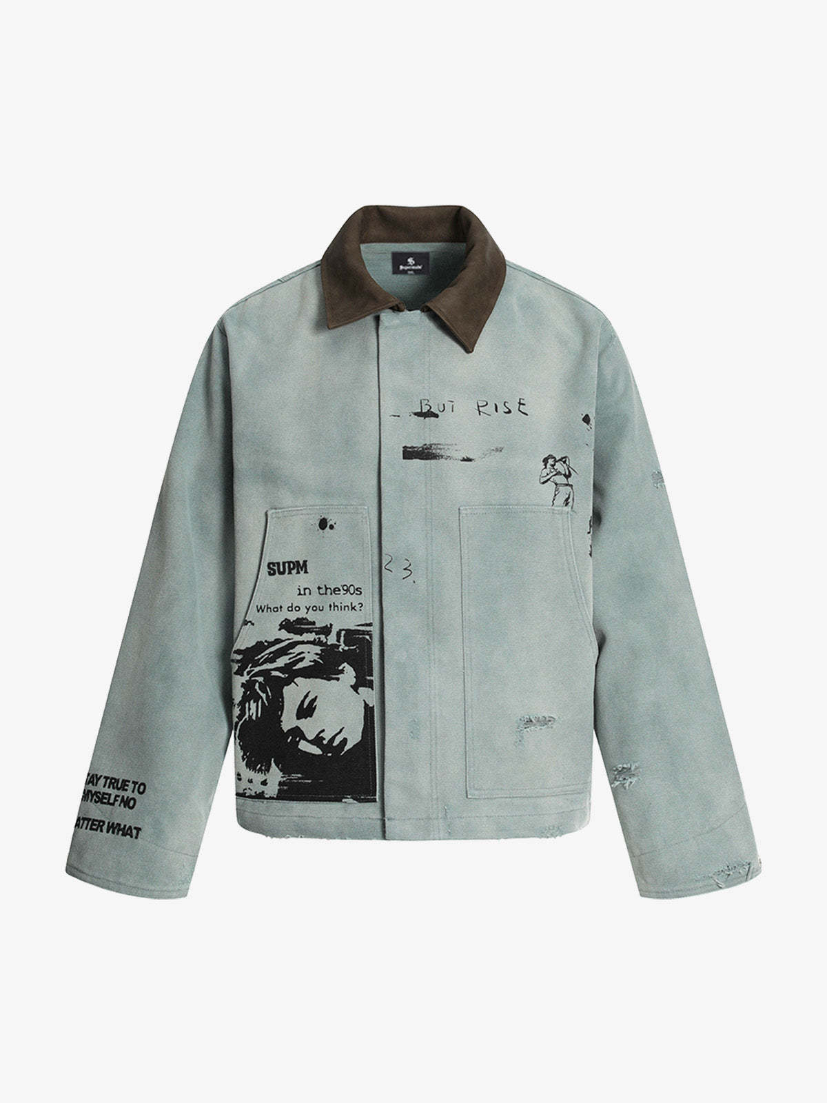 Vintage Washed Distressed Barn Work Jacket-Fineriform