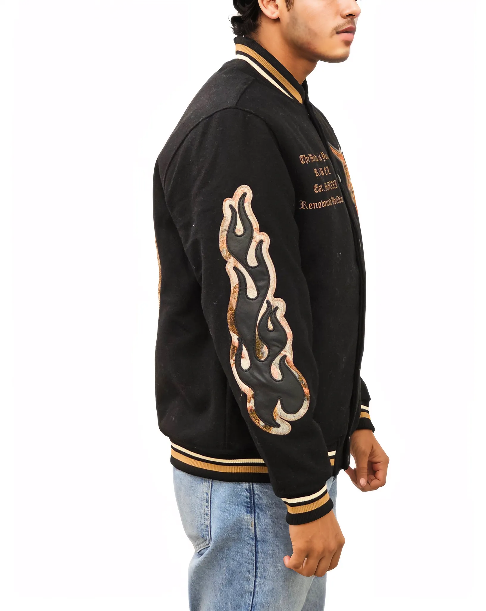 Tapestry Patch Varsity Jacket-Fineriform